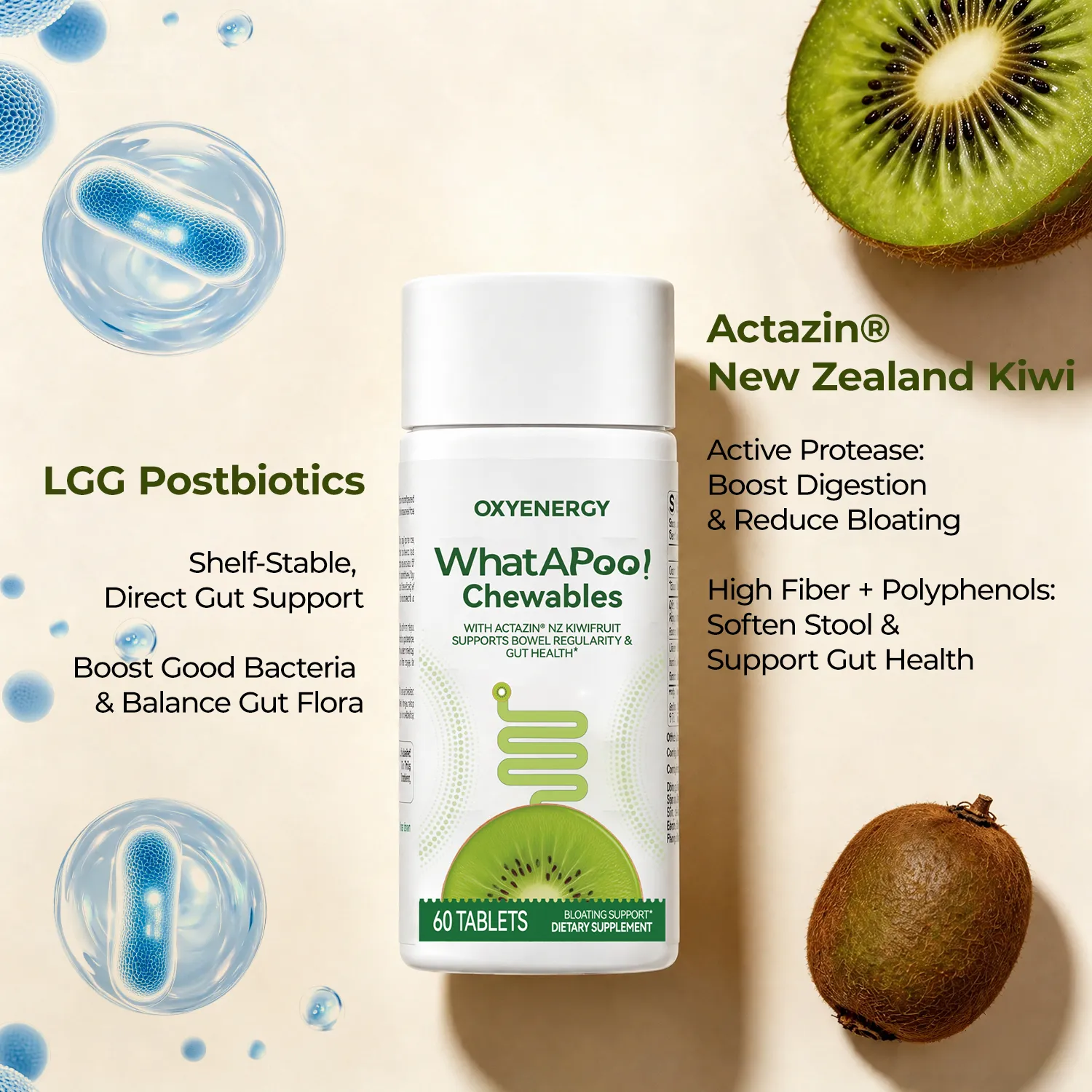 WhatAPoo! Chewables | Gentle Daily Gut Support & Regularity with Actazin® Kiwi & Postbiotics, Clinically Proven - Image 3